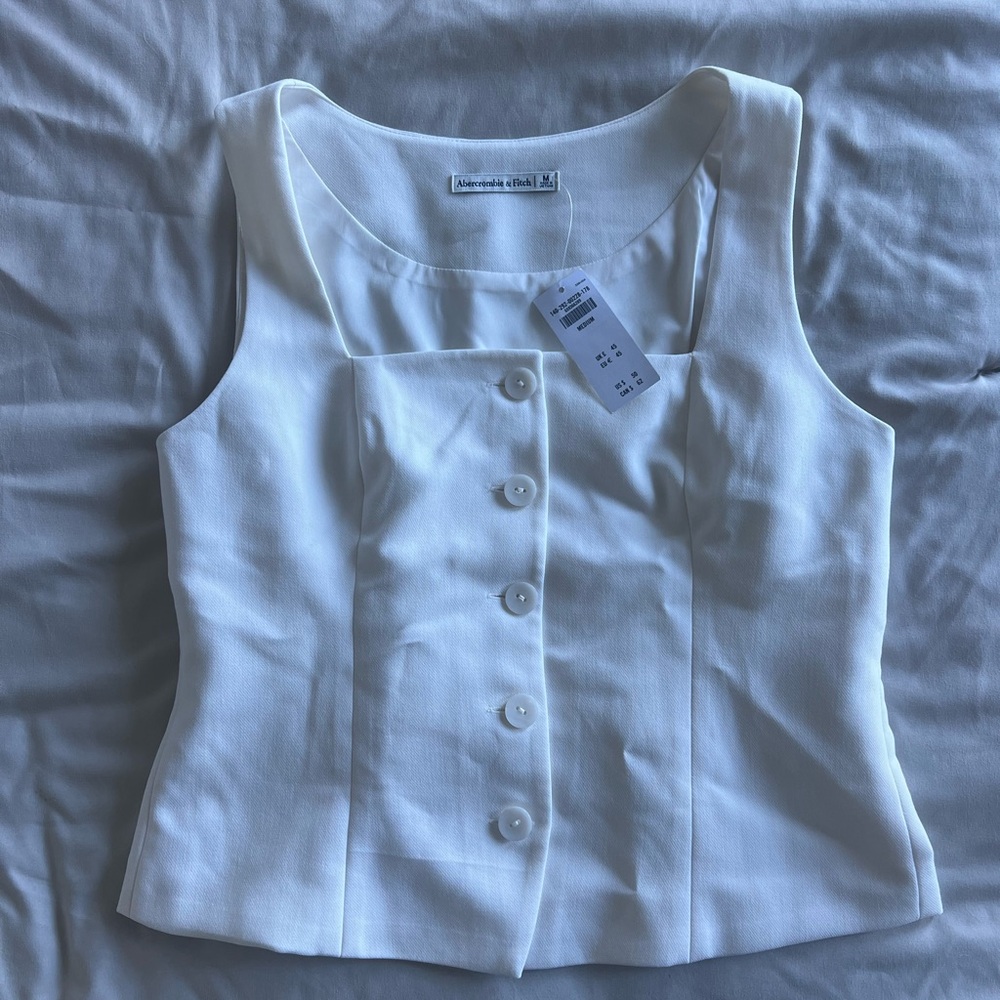 Abercrombie & Fitch Mara Tailored Vest Squareneck - White
